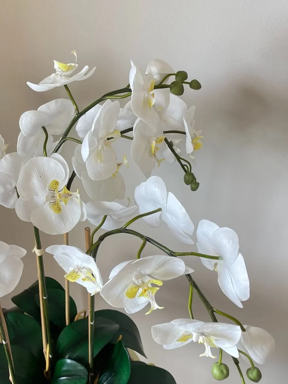 Artificial Orchid Real Touch Flower Arrangement Moss Decorative Gold Pot 32 x 14